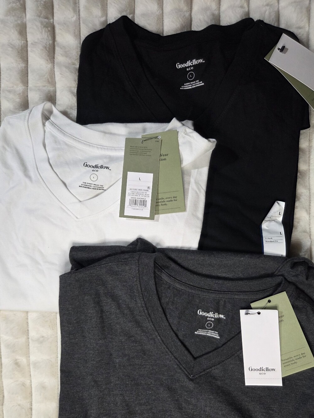 Lot of 3 Goodfellow & Co Men’s Size L Every Wear V-Neck T-Shirts NWT